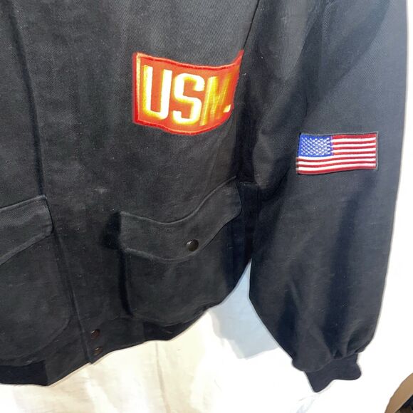Leather Gallery Men’s USMC Jacket Size Small Black Cotton Bomber Outdoors Warmth - Picture 7 of 12